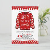 Ugly Red KerstSweater Holiday Party Kaart (Staand voorkant)