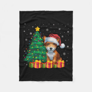 Ugly Speelgoed Fox Terrier Santa Hat kerstverlicht Fleece Deken