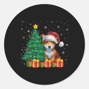 Ugly Speelgoed Fox Terrier Santa Hat kerstverlicht Ronde Sticker