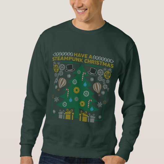 Ugly Steampunk Christmas Sweater Tree Sweatshirt (Voorkant)