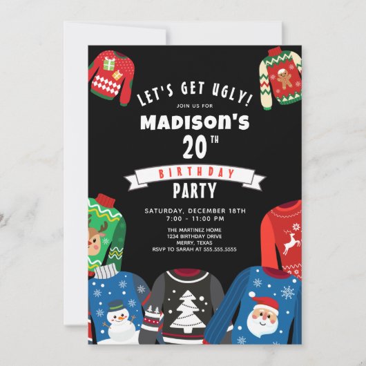 Ugly Sweater 20e verjaardag Uitnodiging (Voorkant)