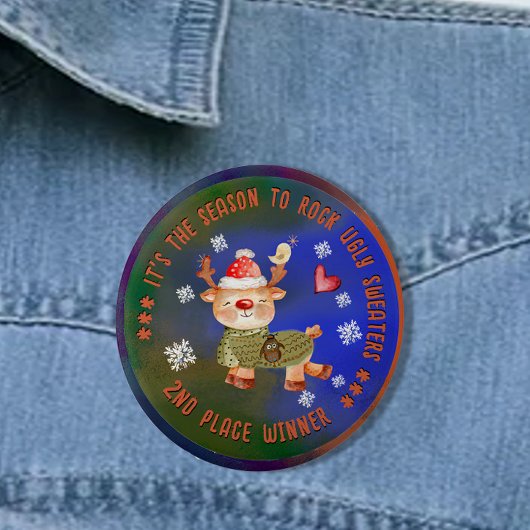 Ugly Sweater 2e Winner Deer Button