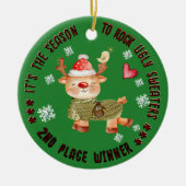 Ugly Sweater 2e Winner Deer Keramisch Ornament (Voorkant)