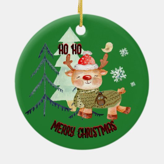 Ugly Sweater 2e Winner Deer Keramisch Ornament (Achterkant)