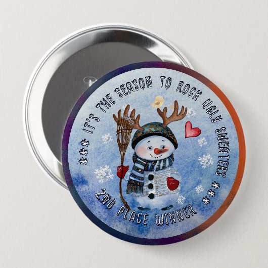 Ugly Sweater 2nd Winner FUNNY SNOWMAN Button (Voorkant /achterkant)