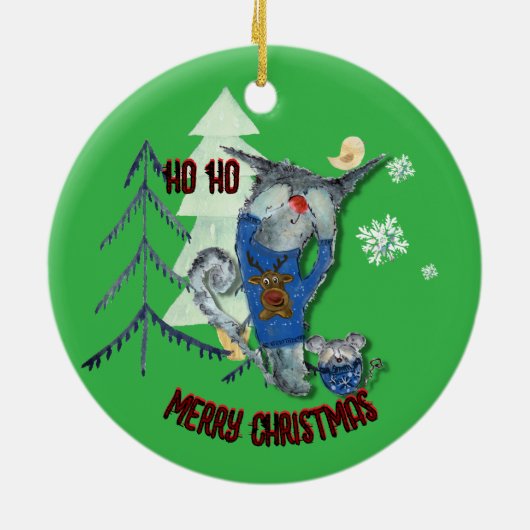 Ugly Sweater 3e Winnaar Kat & Muis Keramisch Ornament (Achterkant)