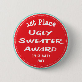 Ugly Sweater Award Kantoor Party 1e plaats Ronde Button 5,7 Cm