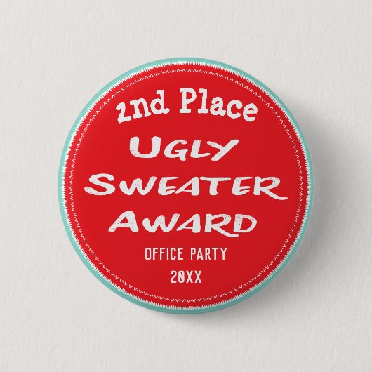 Ugly Sweater Award Kantoor Party 2e plaats Ronde Button 5,7 Cm (Voorkant)