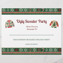 Ugly Sweater Award Party Certificaat