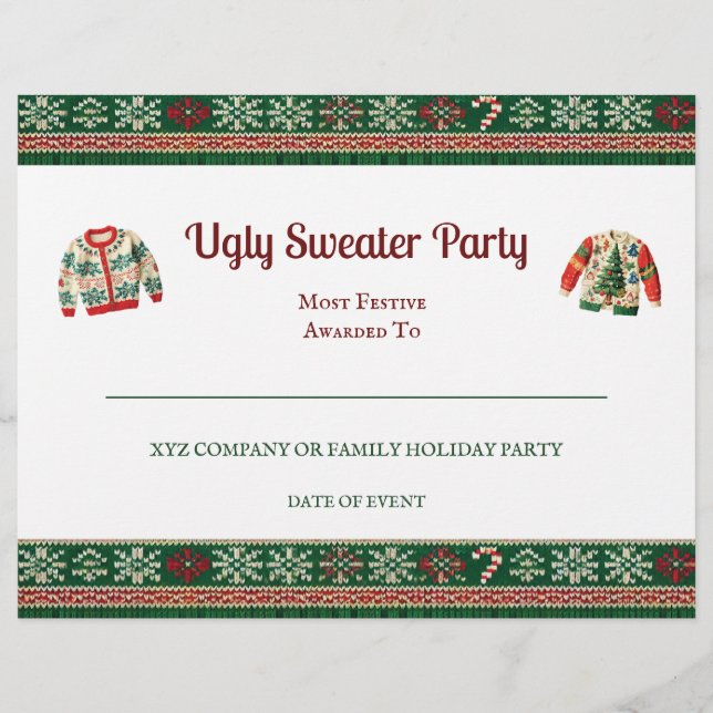 Ugly Sweater Award Party Certificaat (Voorkant)
