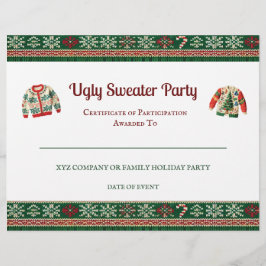 Ugly Sweater Award Party Certificaat