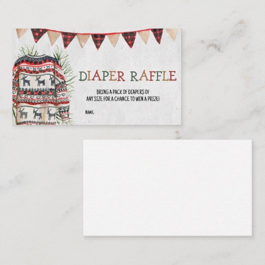 Ugly Sweater Baby shower Diaper Raffle Visitekaartje (Voorkant / Achterkant)