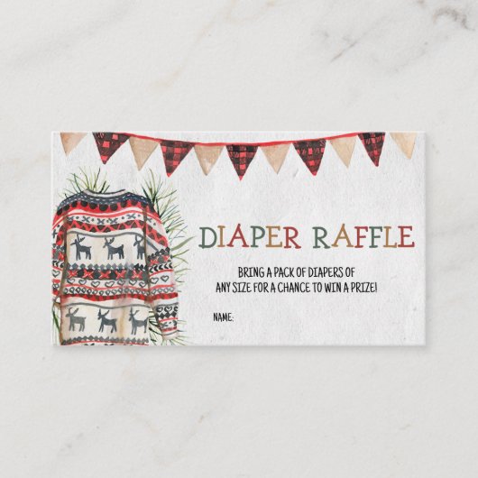 Ugly Sweater Baby shower Diaper Raffle Visitekaartje (Voorkant)