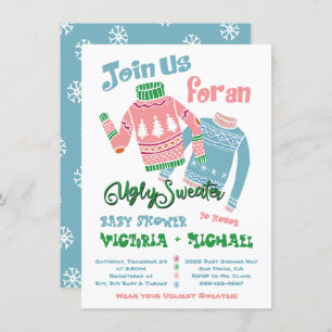 Ugly Sweater Baby shower Invitation Kaart