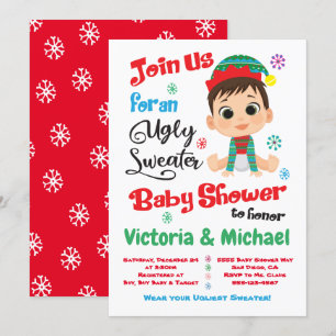 Ugly Sweater Baby shower Invitation Kaart