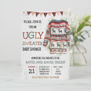 Ugly Sweater Baby shower Invitation Kaart
