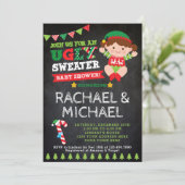 Ugly Sweater Baby shower Invitation Kaart (Staand voorkant)