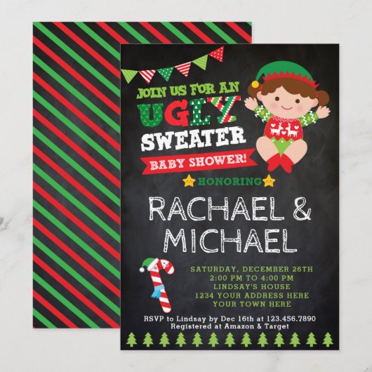 Ugly Sweater Baby shower Invitation Kaart (Voorkant / Achterkant)