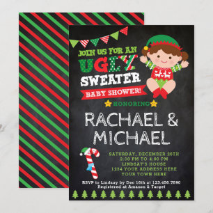 Ugly Sweater Baby shower Invitation Kaart