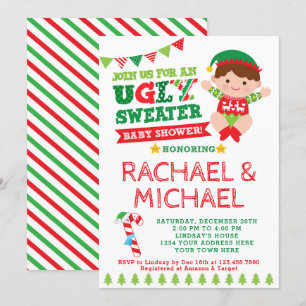Ugly Sweater Baby shower Invitation Kaart