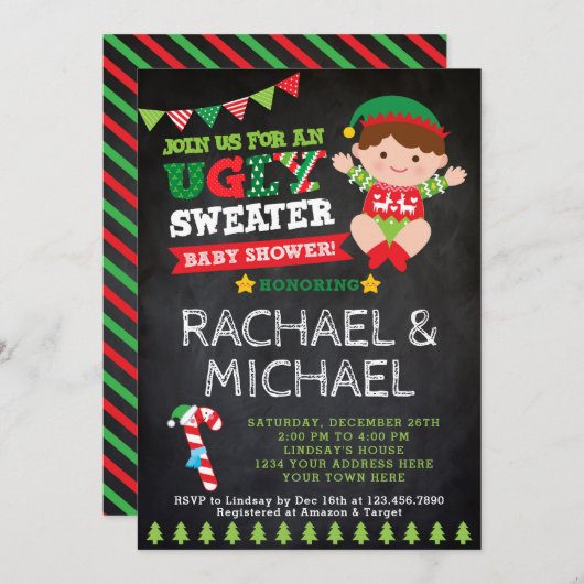 Ugly Sweater Baby shower Invitation Kaart (Voorkant / Achterkant)