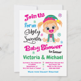 Ugly Sweater Baby shower Invitation Kaart