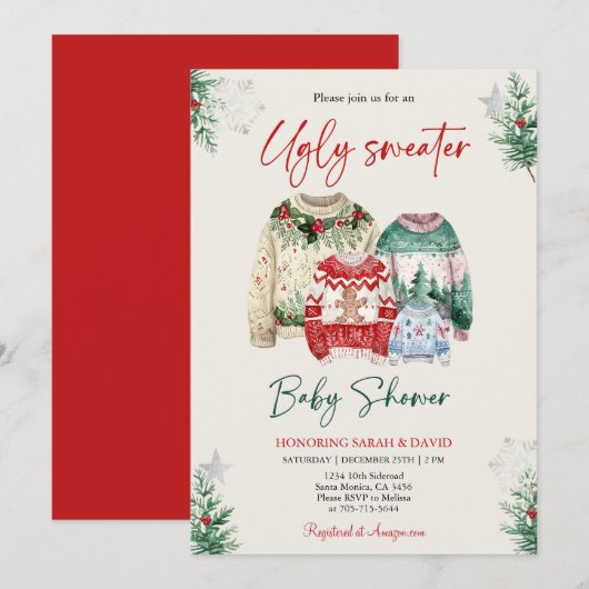 Ugly Sweater Baby shower Kaart (Voorkant / Achterkant)