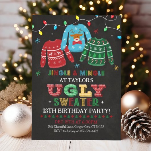 Ugly Sweater Birthday Invitation, Ugly Sweater Kaart
