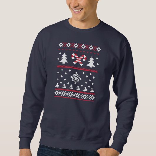 Ugly Sweater Candy Cane KerstSweater Fun (Voorkant)