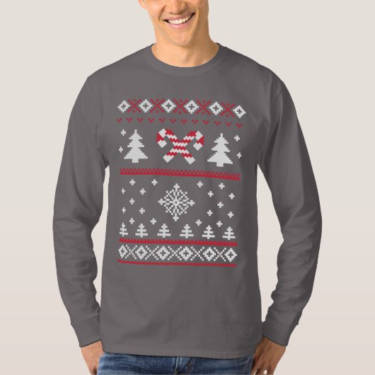 Ugly Sweater Candy Cane KerstSweater Fun T-shirt (Voorkant)