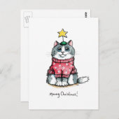 Ugly Sweater Cat - Meowy Kerstmis Briefkaart (Voorkant / Achterkant)