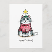 Ugly Sweater Cat - Meowy Kerstmis Briefkaart (Voorkant)