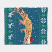 Ugly Sweater Christmas Animals Santa Leopard Gecko Fleece Deken (Voorkant (Horizontaal))