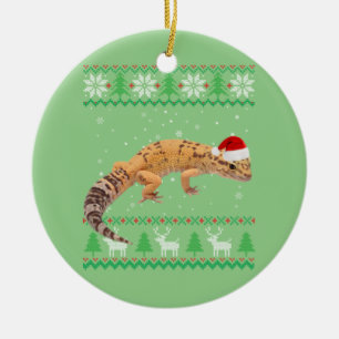 Ugly Sweater Christmas Animals Santa Leopard Gecko Keramisch Ornament