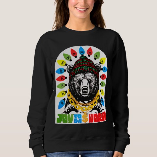 Ugly sweater Christmas bear gangsta ghetto joy (Voorkant)