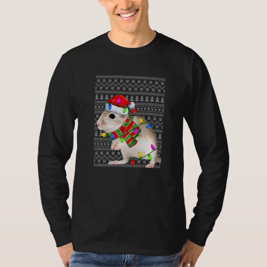 Ugly Sweater Christmas Gerbil  Santa Hat Animals T-shirt (Voorkant)