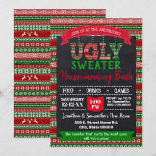 Ugly Sweater Christmas Housewarming Bash Kaart