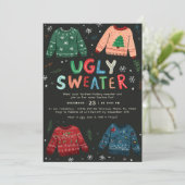 Ugly Sweater Christmas Invitation Kaart (Staand voorkant)