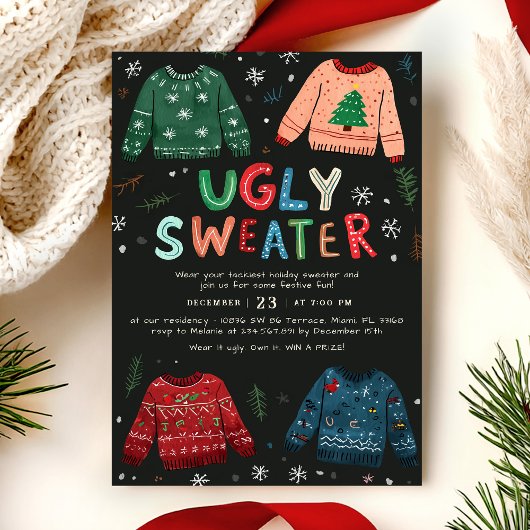 Ugly Sweater Christmas Invitation Kaart