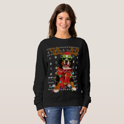 Ugly Sweater Christmas Lights Bernese Mountain Dog (Voorkant volledig)