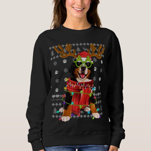 Ugly Sweater Christmas Lights Bernese Mountain Dog (Voorkant)
