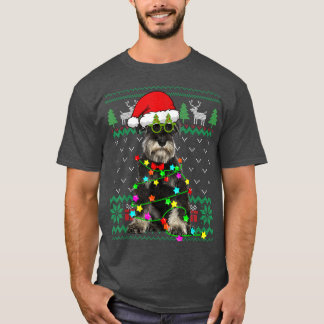 Ugly Sweater Christmas Lights Schnauzer Dog Puppy T-shirt