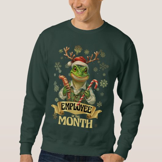Ugly sweater Christmas lizard elf employee award (Voorkant)