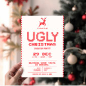 Ugly Sweater Christmas Party | Funny Pixel Knit  Kaart
