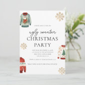 Ugly Sweater Christmas Party Gouden Sneeuwvlok Kaart (Staand voorkant)