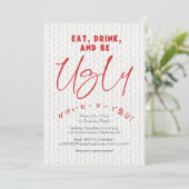 Ugly Sweater Christmas Party Holiday Knit Stitch Kaart (Staand voorkant)