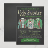 Ugly Sweater Christmas Party Invitation Chalk Kaart (Voorkant / Achterkant)