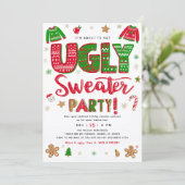 Ugly Sweater Christmas Party Invitation Kaart (Staand voorkant)