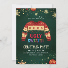 Ugly Sweater Christmas Party Invitation Kaart