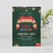 Ugly Sweater Christmas Party Invitation Kaart (Staand voorkant)